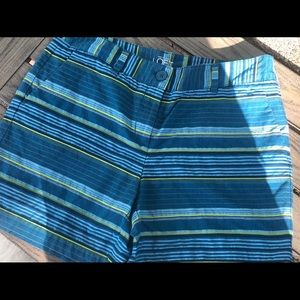 LOFT teal & chartreuse shorts